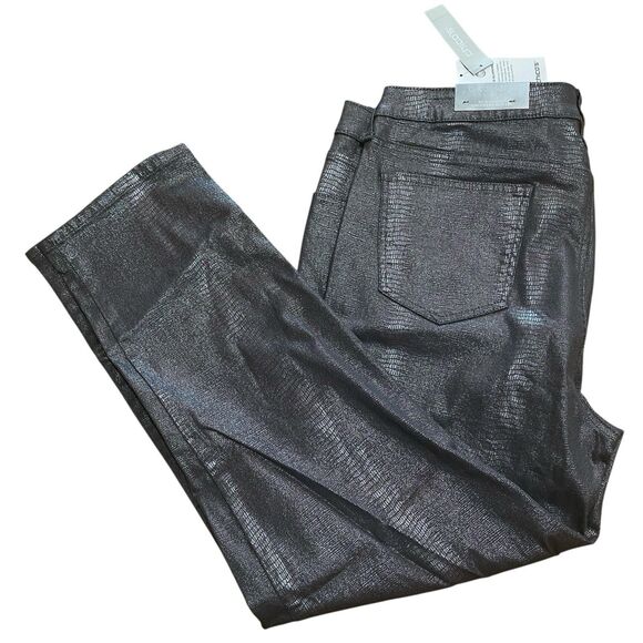 Chicos Size 3 16 Womens So Slimming Girlfriend Coated Silver Gator Ankle Jeans - Picture 10 of 14